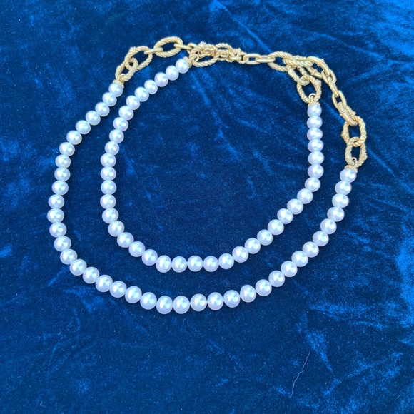 Gorgeous Judith Ripka Gold Vermeil Link Chain Pearl Strand w/Sapphire Cabochons - Picture 7 of 12